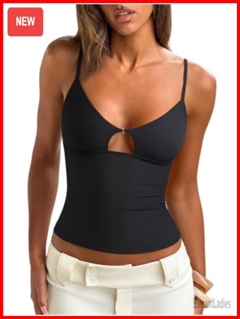 Double Lined Cut Out V Neck Spaghetti Strap Tank Top Y2K Sexy Going Out Cami